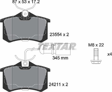 Textar 2421101 - Bremžu uzliku kompl., Disku bremzes www.autospares.lv