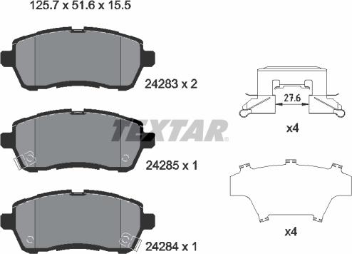 Textar 2428303 - Bremžu uzliku kompl., Disku bremzes autospares.lv