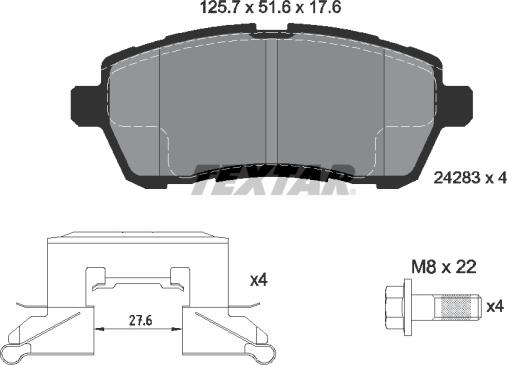 Textar 2428302 - Bremžu uzliku kompl., Disku bremzes autospares.lv