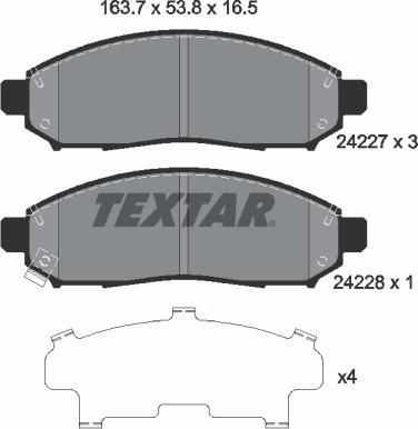 Textar 2422701 - Bremžu uzliku kompl., Disku bremzes www.autospares.lv