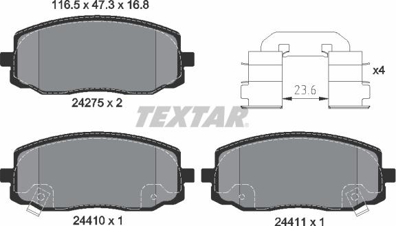 Textar 2427501 - Тормозные колодки, дисковые, комплект www.autospares.lv