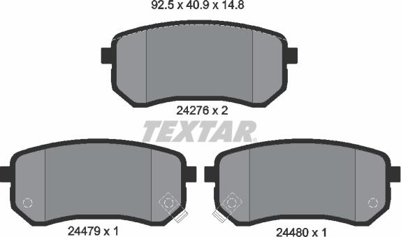 Textar 2427601 - Brake Pad Set, disc brake www.autospares.lv