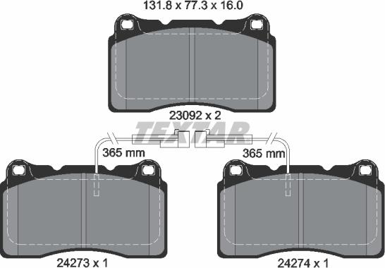 Textar 2427301 - Bremžu uzliku kompl., Disku bremzes www.autospares.lv