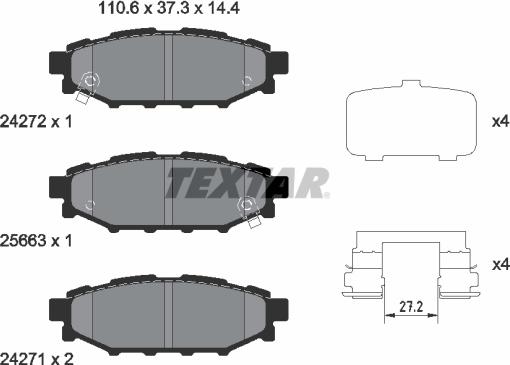 Textar 2427201 - Bremžu uzliku kompl., Disku bremzes www.autospares.lv