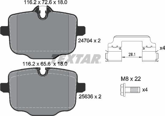 Textar 2470401 - Bremžu uzliku kompl., Disku bremzes autospares.lv