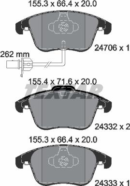 Textar 2470681 - Тормозные колодки, дисковые, комплект www.autospares.lv