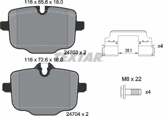 Textar 2470301 - Bremžu uzliku kompl., Disku bremzes autospares.lv