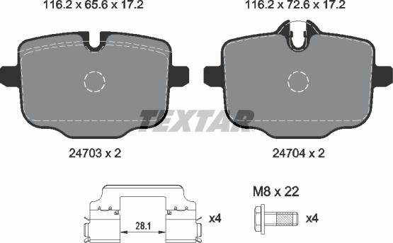 Textar 2470303 - Bremžu uzliku kompl., Disku bremzes autospares.lv