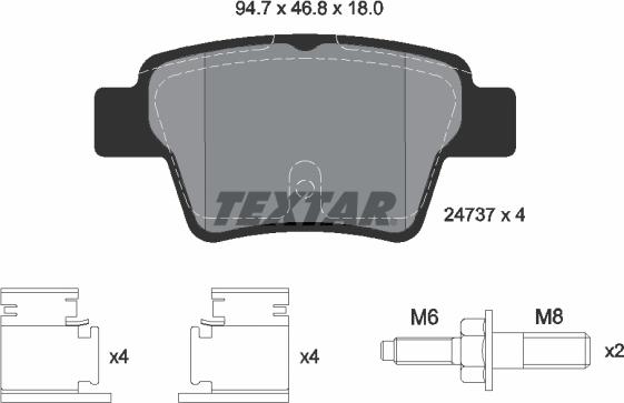 Textar 2473701 - Bremžu uzliku kompl., Disku bremzes autospares.lv