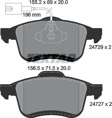 Textar 2472901 - Bremžu uzliku kompl., Disku bremzes autospares.lv