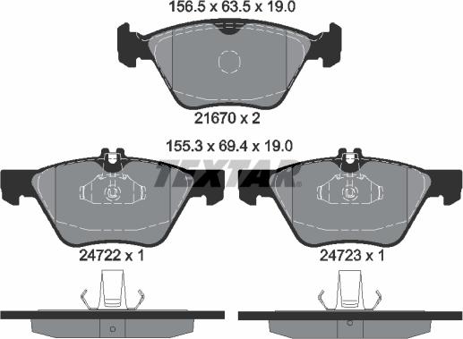 Textar 2472201 - Bremžu uzliku kompl., Disku bremzes www.autospares.lv