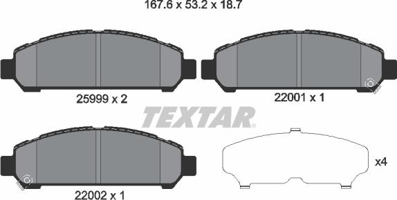 Textar 2599901 - Bremžu uzliku kompl., Disku bremzes www.autospares.lv