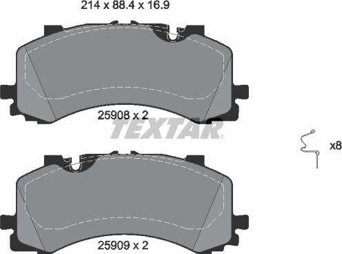 Textar 2590801 - Bremžu uzliku kompl., Disku bremzes www.autospares.lv