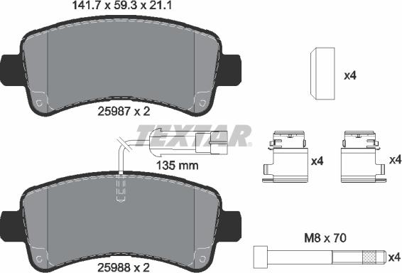 Textar 2598701 - Bremžu uzliku kompl., Disku bremzes autospares.lv