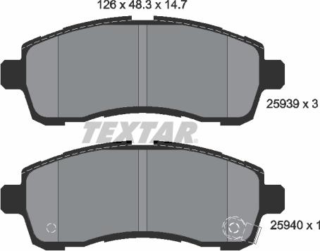 Textar 2593901 - Bremžu uzliku kompl., Disku bremzes www.autospares.lv