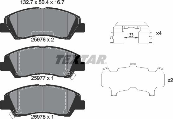 Textar 2597601 - Тормозные колодки, дисковые, комплект www.autospares.lv