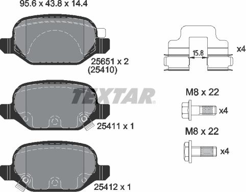 Textar 2541001 - Bremžu uzliku kompl., Disku bremzes www.autospares.lv