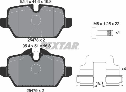 Textar 2547801 - Bremžu uzliku kompl., Disku bremzes autospares.lv