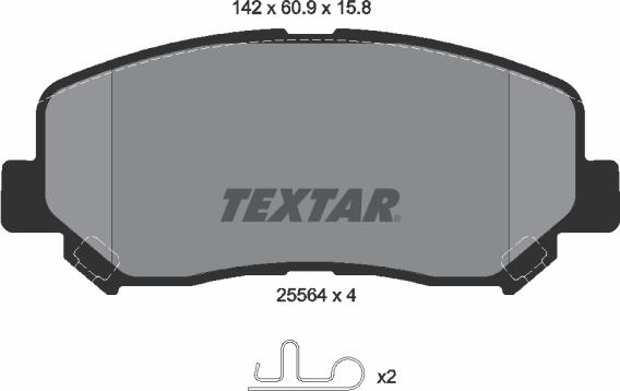 Textar 2556401 - Тормозные колодки, дисковые, комплект www.autospares.lv