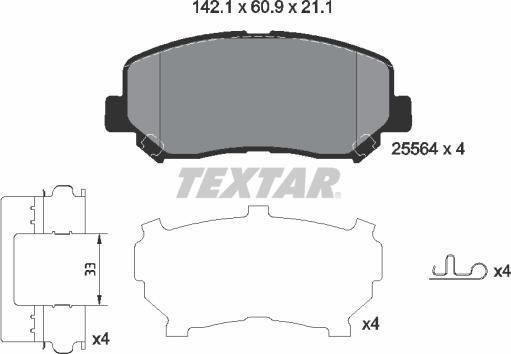 Textar 2556403 - Тормозные колодки, дисковые, комплект www.autospares.lv