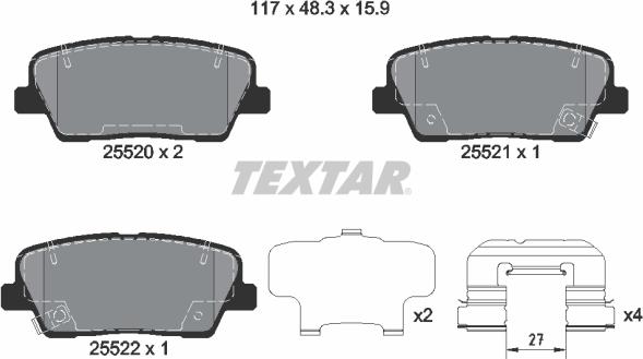 Textar 2552008 - Bremžu uzliku kompl., Disku bremzes www.autospares.lv