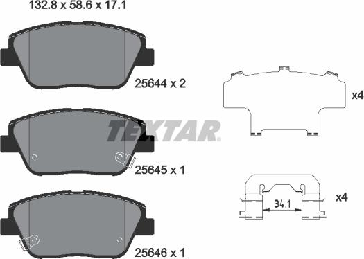 Textar 2564401 - Bremžu uzliku kompl., Disku bremzes www.autospares.lv