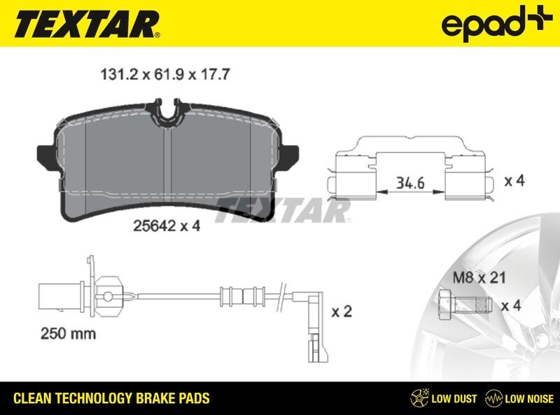 Textar 2564201CP - Bremžu uzliku kompl., Disku bremzes www.autospares.lv