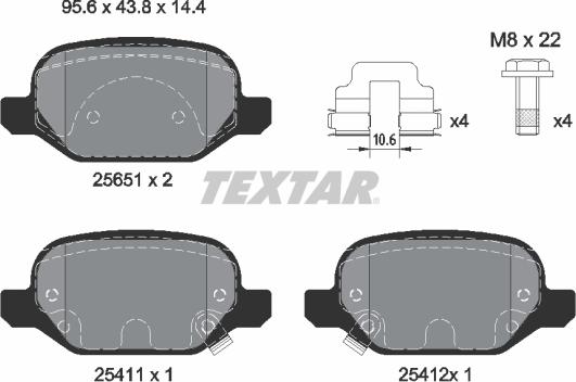 Textar 2565101 - Bremžu uzliku kompl., Disku bremzes autospares.lv