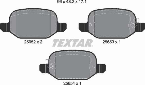 Textar 2565201 - Bremžu uzliku kompl., Disku bremzes www.autospares.lv