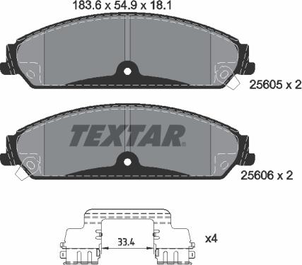 Textar 2560501 - Bremžu uzliku kompl., Disku bremzes www.autospares.lv