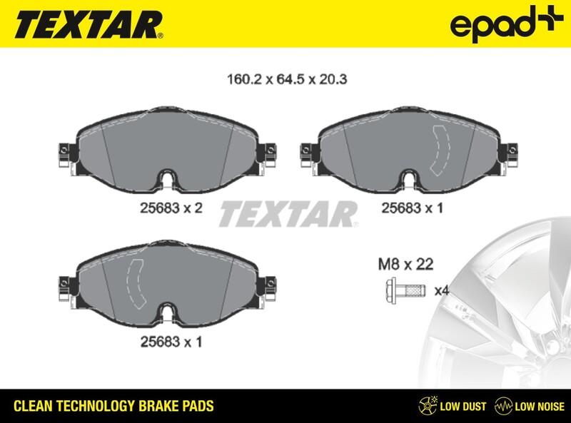 Textar 2568303CP - Bremžu uzliku kompl., Disku bremzes www.autospares.lv