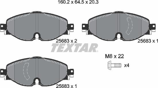 Textar 2568303 - Bremžu uzliku kompl., Disku bremzes autospares.lv