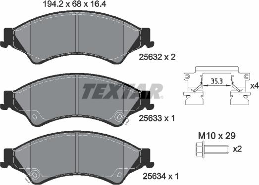 Textar 2563201 - Bremžu uzliku kompl., Disku bremzes autospares.lv