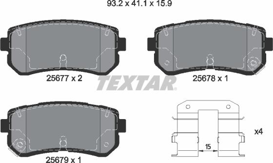 Textar 2567701 - Bremžu uzliku kompl., Disku bremzes www.autospares.lv