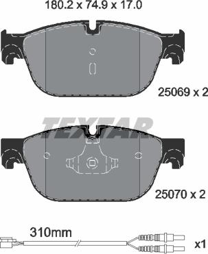 Textar 2506901 - Bremžu uzliku kompl., Disku bremzes www.autospares.lv