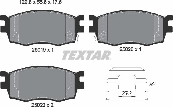 Textar 2501901 - Bremžu uzliku kompl., Disku bremzes www.autospares.lv