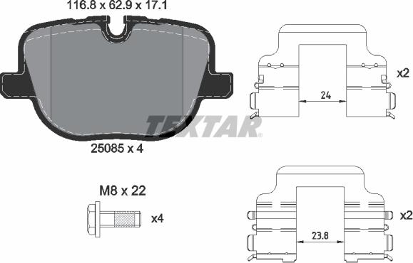 Textar 2508501 - Bremžu uzliku kompl., Disku bremzes www.autospares.lv