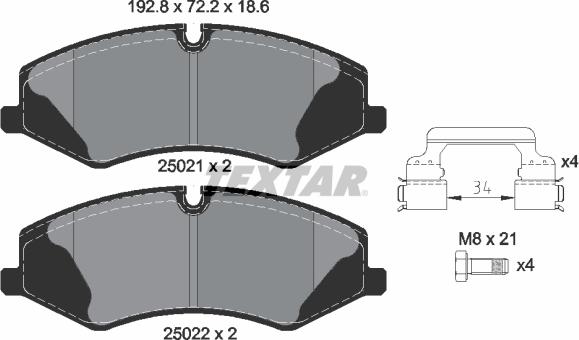 Textar 2502101 - Brake Pad Set, disc brake www.autospares.lv