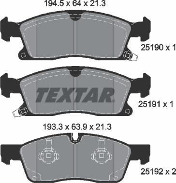 Textar 2519001 - Bremžu uzliku kompl., Disku bremzes autospares.lv