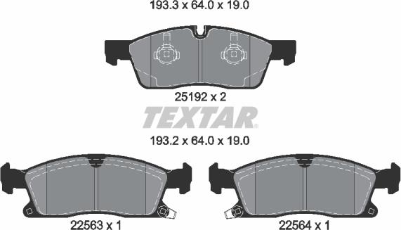 Textar 2519209 - Bremžu uzliku kompl., Disku bremzes www.autospares.lv