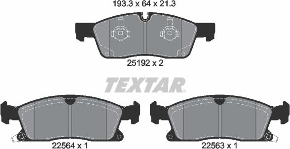 Textar 2519207 - Bremžu uzliku kompl., Disku bremzes www.autospares.lv