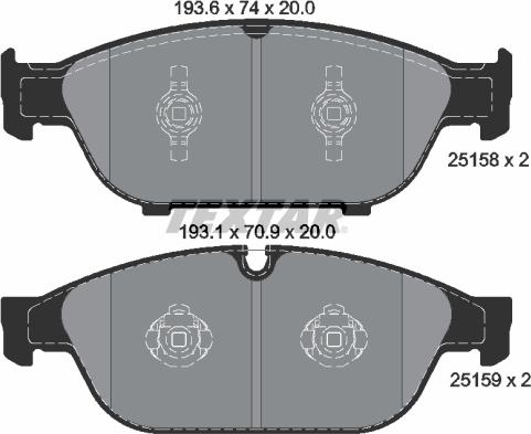 Textar 2515802 - Bremžu uzliku kompl., Disku bremzes www.autospares.lv