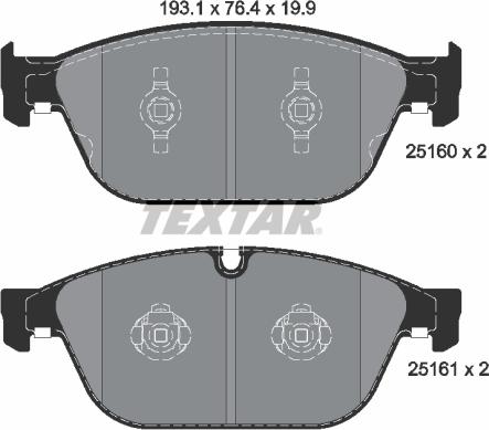 Textar 2516002 - Bremžu uzliku kompl., Disku bremzes www.autospares.lv