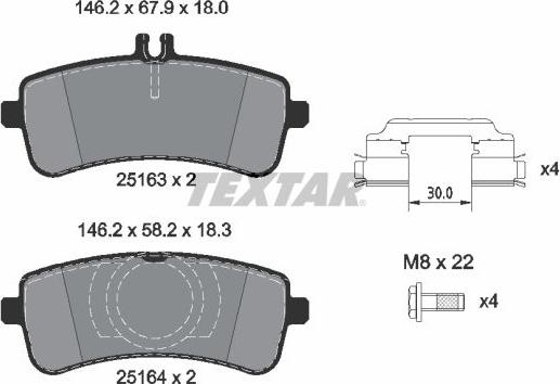 Textar 2516305 - Тормозные колодки, дисковые, комплект www.autospares.lv