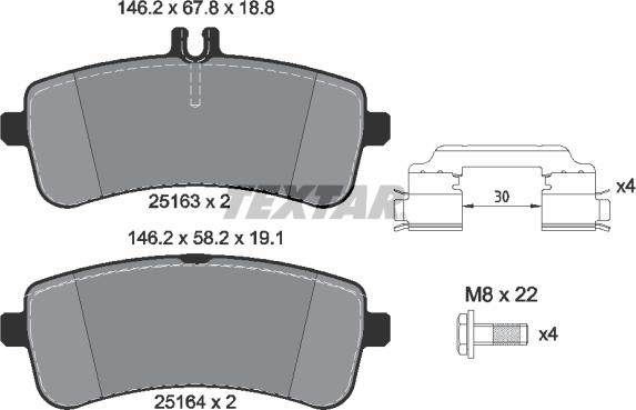 Textar 2516302 - Тормозные колодки, дисковые, комплект www.autospares.lv