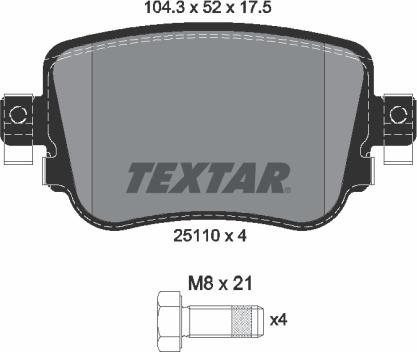 Textar 2511001 - Bremžu uzliku kompl., Disku bremzes www.autospares.lv