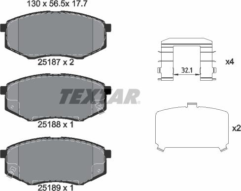 Textar 2518701 - Тормозные колодки, дисковые, комплект www.autospares.lv