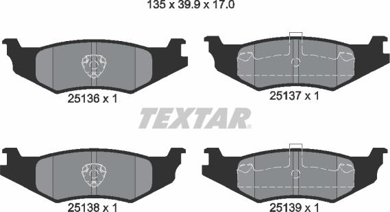 Textar 2513601 - Bremžu uzliku kompl., Disku bremzes www.autospares.lv