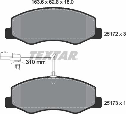 Textar 2517201 - Bremžu uzliku kompl., Disku bremzes autospares.lv