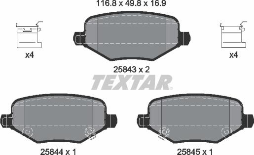 Textar 2584301 - Bremžu uzliku kompl., Disku bremzes www.autospares.lv